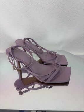H&M Lilac Strappy Square-Toe High Heel Sandals